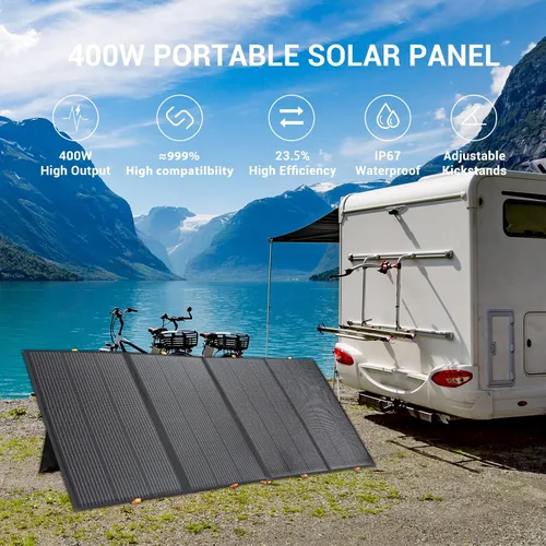 Vista 2 de Panel Solar Portátil de 400W, Panel Solar Plegable de Respaldo de Energía, Cargador Solar de Salida de 36V para Estación de Energía Fuera de la Red