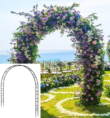 Vista 11 de Queension Arco de boda extragrande para ceremonia de 8.5 pies de ancho y 7.4 pies de alto para gran espacio, soporte de telón de fondo de arcos