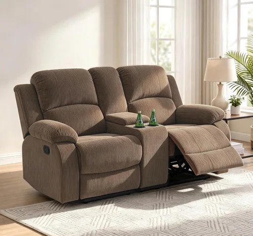 Vista 22 de Juego de sofá reclinable de 2 piezas, sofá reclinable de tela y sofá biplaza para sala de estar, sofá reclinable azul para sala de estar, oficina