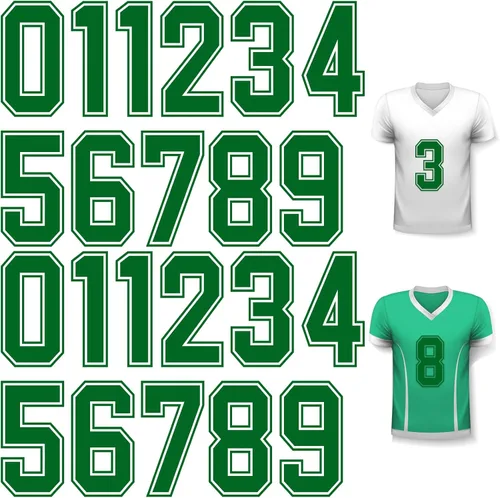 Vista 8 de WILLBOND 24 piezas de números para planchar, números de transferencia térmica de jersey del 0 al 9 para uniforme de equipo, camiseta de fútbol Blanco