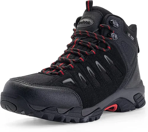 Vista 11 de SHULOOK Botas de senderismo impermeables para hombre, antideslizantes, ligeras, de tobillo, de media altura, transpirables, para excursionismo