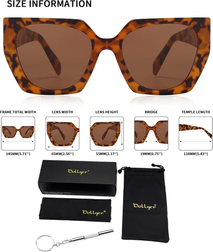 Vista 5 de Dollger Gafas de sol cuadradas retro de gran tamaño para mujeres y hombres, tonos de moda UV400