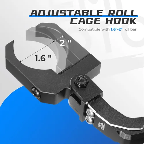 Vista 4 de KEMIMOTO - Gancho de aluminio para casco de UTV para auriculares para barra de rollo de 1.6 a 2 pulgadas Compatible con Polaris RZR Ranger, Can Am