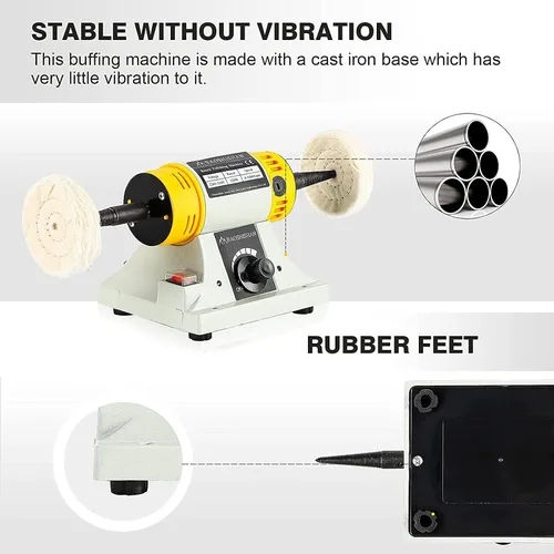 Vista 5 de BAOSHISHAN Máquina pulidora eléctrica de sobremesa Pulidora de búfer de 4 pulgadas Velocidad variable resistente 320 W (220 V)