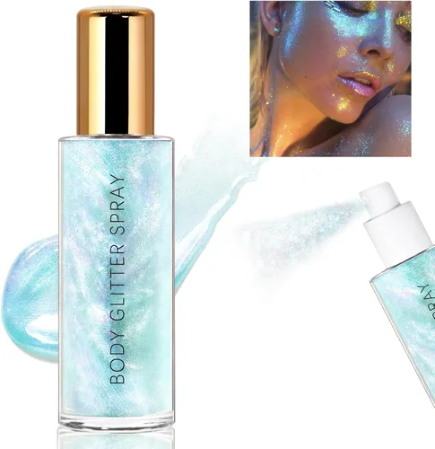 Vista 11 de HOSAILY - Pulverizador de purpurina corporal, brillo bronce hidratante, iluminador de brillo con luminización, iluminador líquido de secado rápido
