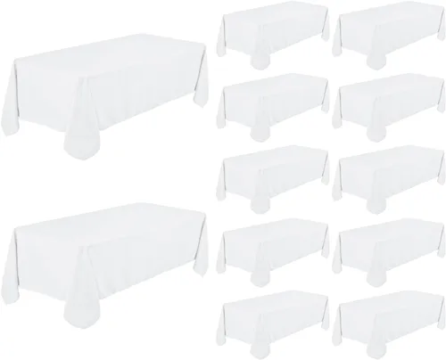 Vista 16 de Fivenl - Juego de 8 manteles negros de 60 x 84 pulgadas, manteles de mesa rectangular de 4 pies al por mayor, fundas de mesa de poliéster lavable