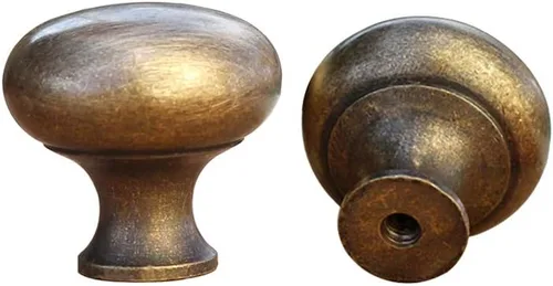 Vista 2 de 4 pomos de latón macizo, cajones antiguos, tiradores pequeños, mango minimalista moderno (bronce antiguo)