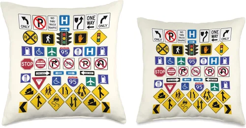 Vista 3 de L&S Street Signs Road, Warning Signs - Almohada (16 x 16 pulgadas), multicolor