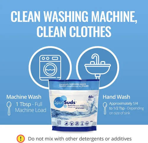 Vista 5 de Sport Suds - Detergente para ropa, bolsa con cierre de 500 g, para más de 40 lavados, SPO500, 1