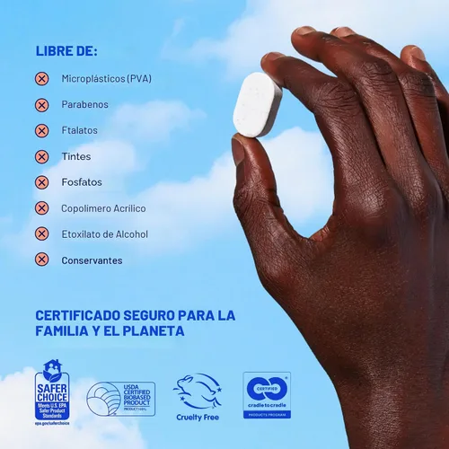 Vista 7 de BLUELAND - Juego de tabletas de detergente para lavavajillas 100% libres de plástico, cáscara de limón