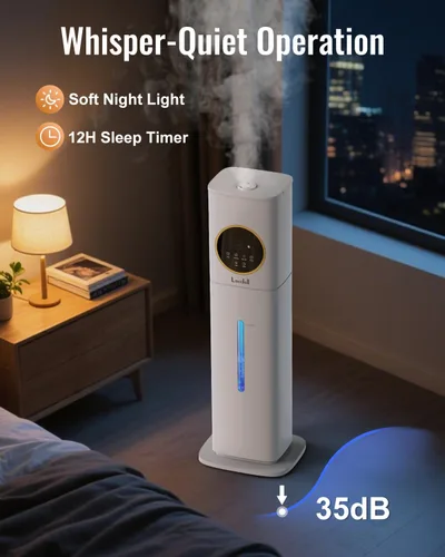 Vista 5 de LACIDOLL Humidificador de 8L para dormitorio con difusor de luz nocturna Beige