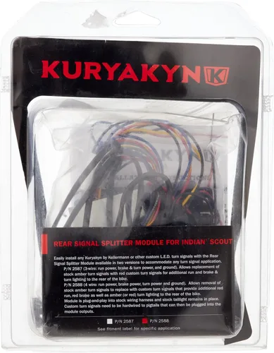Vista 2 de Kuryakyn Componente de iluminación de motocicleta 2588: Módulo divisor de señal de giro LED trasero para 2015-2019 Indian Scout, 4 cables, negro