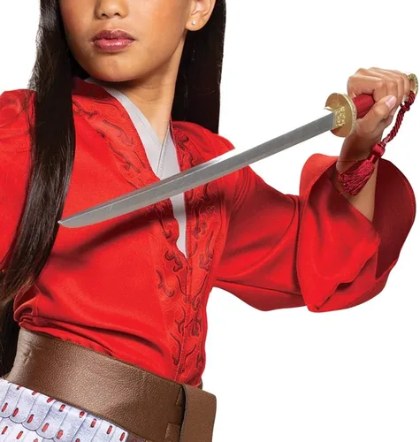 Vista 4 de Mulan - Disfraz de héroe rojo para niña