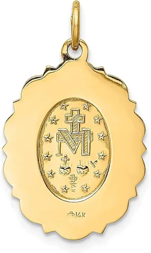 Vista 4 de ICE CARATS Colgante de medalla milagrosa ovalada pequeña de oro amarillo de 14 quilates, joyería fina religiosa para mujeres, regalos para ella, Oro