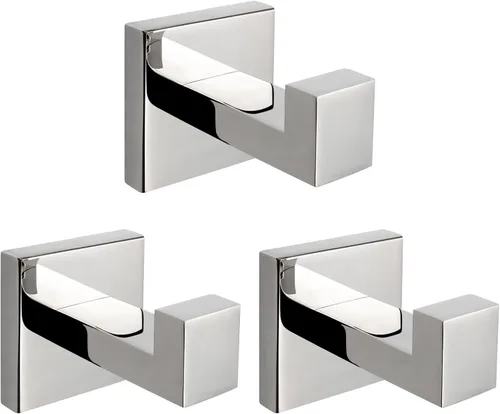 Vista 14 de NearMoon Ganchos cuadrados para toallas de baño -SUS304 de acero inoxidable para colgar batas, ganchos resistentes para baño, sala de estar, hotel