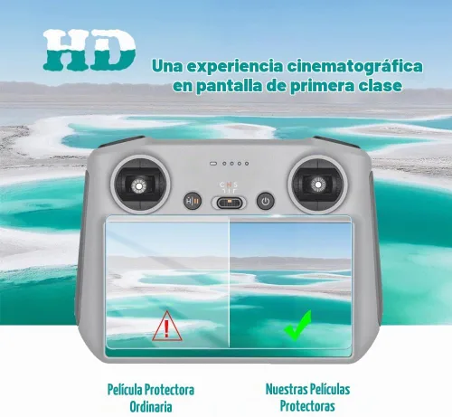 Vista 5 de Protector de pantalla (3+1 unidad) compatible con DJI Mini 3/Mini 3 Pro, control remoto Mavic 3 RC, película de vidrio templado, antiarañazos