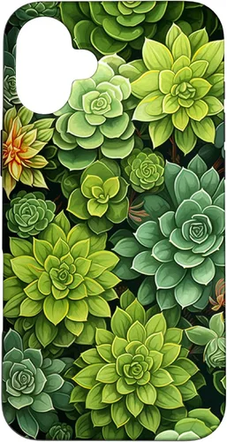 Vista 23 de Succulent Plant Botanical Green Floral Pattern Flower Cactus Case for iPhone 17