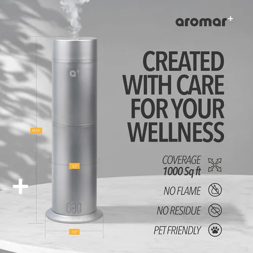Vista 7 de AROMAR Difusor inteligente de aceite sin agua, controlado por aplicación, cubre 1000 pies cuadrados, con Miami, Nueva York y Roma, inspirado