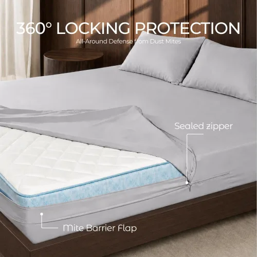 Vista 4 de FAUNNA Funda de colchón 100% algodón, a prueba de insectos y ácaros, protección hipoalergénica y antibacteriana, funda de colchón de seis lados