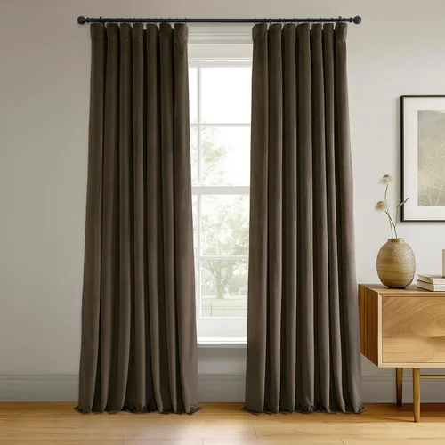 Vista 56 de HPD Half Price Drapes Cortinas Opacas Térmicas de Terciopelo Signature para Sala de Estar de 63 Pulgadas de Largo (1 Panel) con Bolsillo para Barra