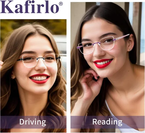 Vista 5 de Gafas de lectura multifocales progresivas para mujer, ojo de gato, sin línea, multifoco, transición, luz azul, marco de metal