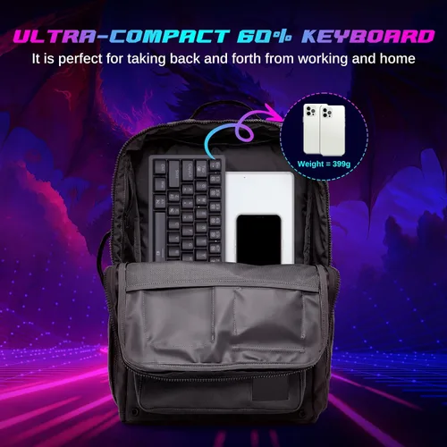Vista 8 de Teclado mecánico al 60%, mini teclado para juegos con cable, compacto 60%, retroiluminación RGB, interruptor rojo intercambiable en caliente