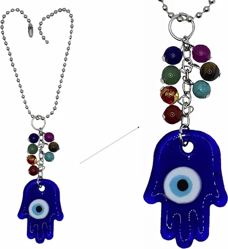 Vista 12 de LUCKBOOSTIUM Llavero de elefante y 7 chakras colgantes con borlas y piedras preciosas contra el mal de ojo – Llavero contra el mal de ojo