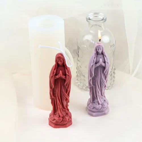 Vista 3 de Moldes de silicona 3D con forma de Virgen María, moldes de diosa para hacer velas, resina, jabón, fundición de pastel, chocolate, moldes de yeso