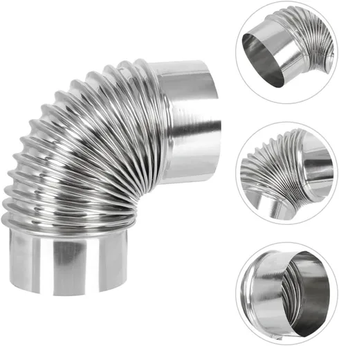 Vista 6 de ARTIBETTER Tubo de estufa de leña, estufa de calefacción de 2.8 in, codo de chimenea de escape, accesorios para estufa de campamento, mangueras