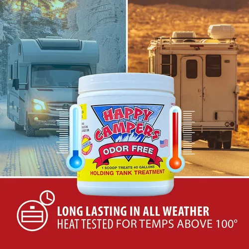 Vista 5 de Happy Campers Tratamiento orgánico Tanque contenedor RV, 18 tratamientos Controls Odors, Helps Prevent Clogs, Buildup & Sensor Issues, Black &