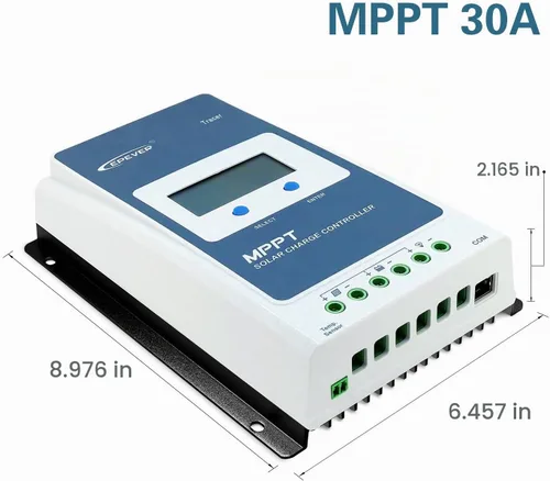Vista 3 de EPEVER Controlador de carga solar de 10 A, controlador de carga de panel solar MPPT, controlador de carga de 12 V/24 V, trabajo automático, máximo