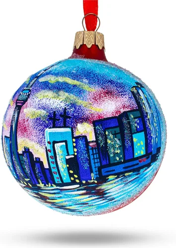 Vista 8 de CN Tower, Toronto, Canadá, bola de cristal adorno de Navidad 3.25 pulgadas