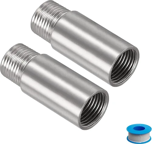 Vista 12 de Brazo de extensión de cabezal de ducha, 1.2 pulgadas, 1/2PT macho a 1/2PT hembra rosca 304, acoplador de montaje de tubería de acero inoxidable 304