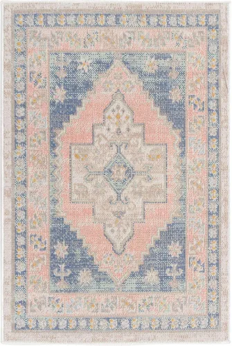 Vista 8 de Unique Loom Whitney Collection - Alfombra rectangular de 2 pies 2 pulgadas x 3 pies 1 pulgadas, color azul francés/beige)