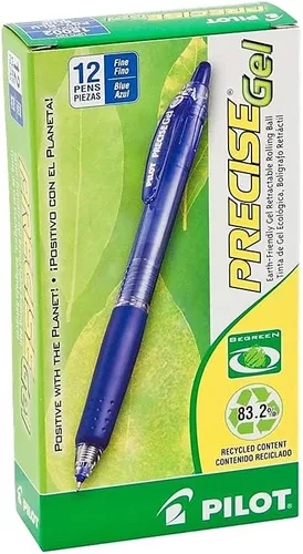 Vista 3 de Pilot Precise Gel BeGreen RT - Bolígrafo de bola rodante, tinta azul, 0.028 in, docena (15002)