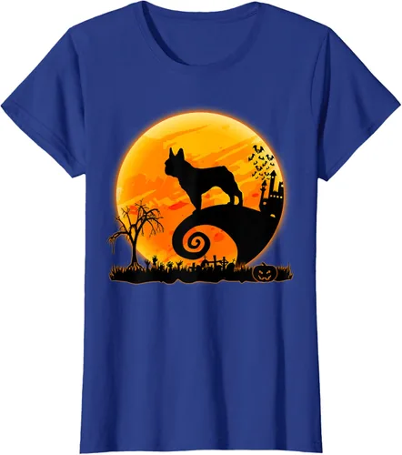 Vista 92 de Camiseta divertida de disfraz de Halloween para perro y luna de Bulldog francés, Negro, S