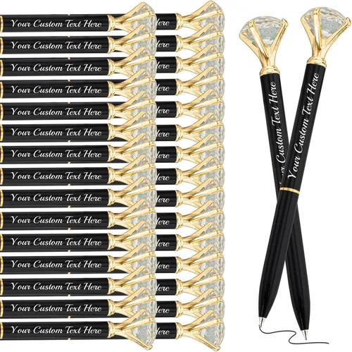 Vista 11 de Bolígrafos de diamante con cristal personalizado con nombre grabado a granel, bolígrafos de metal personalizados, bolígrafos de tinta negra, regalo