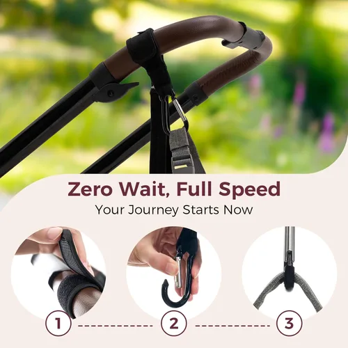 Vista 2 de Momcozy Correa de mango para cochecito de bebé Correa de muñeca de seguridad Correa de mano ajustable para silla de ruedas con ganchos
