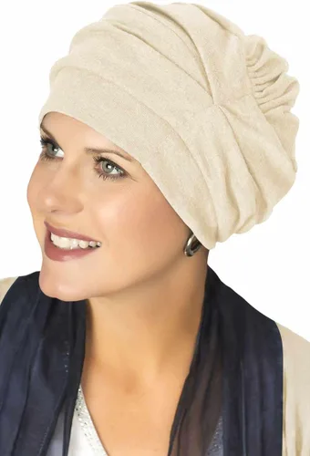 Vista 15 de Trinity Turbante 100% algodón - ¡3 estilos en uno! Sombreros encorvados para quimioterapia, para pacientes con cáncer. Amatista