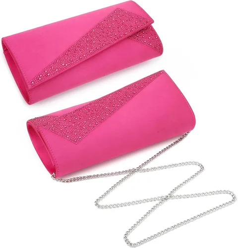 Vista 3 de Dasein Bolso de noche de satén con diamantes de imitación para mujer, bolso brillante con purpurina brillante para fiesta, boda, cóctel, baile