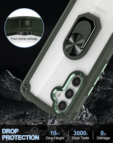 Vista 5 de Funda con soporte invisible para Samsung Galaxy A54 5G con protector de pantalla, 1 unidad y protector de lente de cámara, 2 piezas de parte trasera