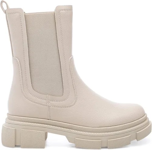 Vista 3 de YETIER Womens Mid Calf Platform Booties Lug Sole Elastic Leather Chelsea Boots Chunky Block Heel Non-Slip Combat Comfortable Booties