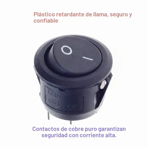 Vista 2 de 8 piezas SPST Snap-in ON-Off 2 Pin Round Snap Rocker Boat Switch