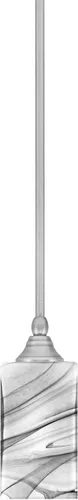 Vista 214 de Toltec Lighting Tallo Colgado Mini colgante, acabado de cobre negro, 3.5" cuadrado humo burbuja vidrio