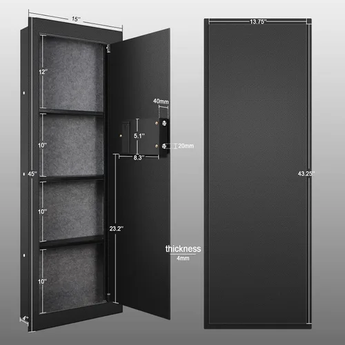 Vista 2 de Caja fuerte de seguridad biométrica oculta con huella dactilar - Caja fuerte empotrable en pared entre montantes, perfecta para hogar/oficina/hotel