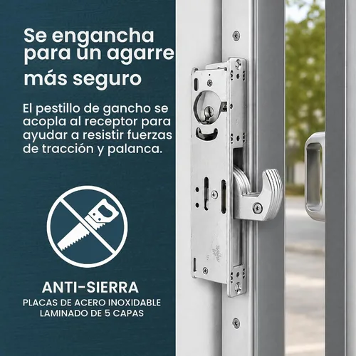 Vista 5 de Pacific Doorware Cerradura de puerta de embutir con gancho con llave