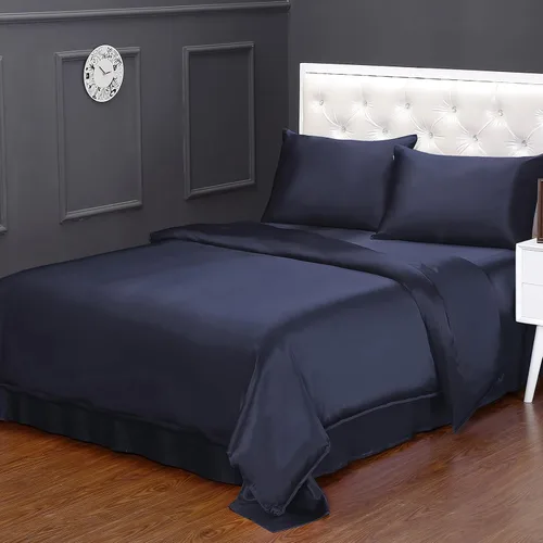 Vista 7 de LilySilk Juego de ropa de cama de seda de 4 piezas, 100% seda de morera 19 Momme, 1 sábana bajera de seda, 1 funda nórdica de seda y 2 fundas