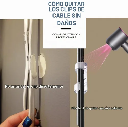 Vista 8 de 80 clips adhesivos para cables, 90 tiras, pinza de cable de abrazadera de alambre, clips de luz de gestión de cables, organizador de cables