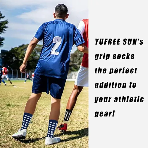 Vista 3 de YUFREE SUN Calcetines de agarre de fútbol para hombre, jóvenes, atléticos, antideslizantes, para fútbol, baloncesto, hockey, rugby, 4 pares