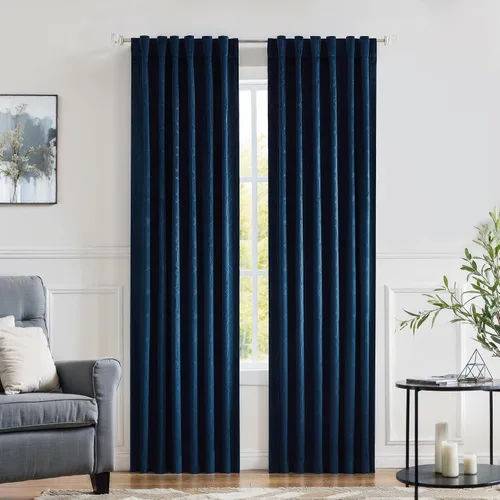 Vista 13 de Paneles de cortinas opacas de terciopelo gris oscuro para ventana, reducción de ruido, 90% de oscurecimiento de la habitación, bolsillo para barra